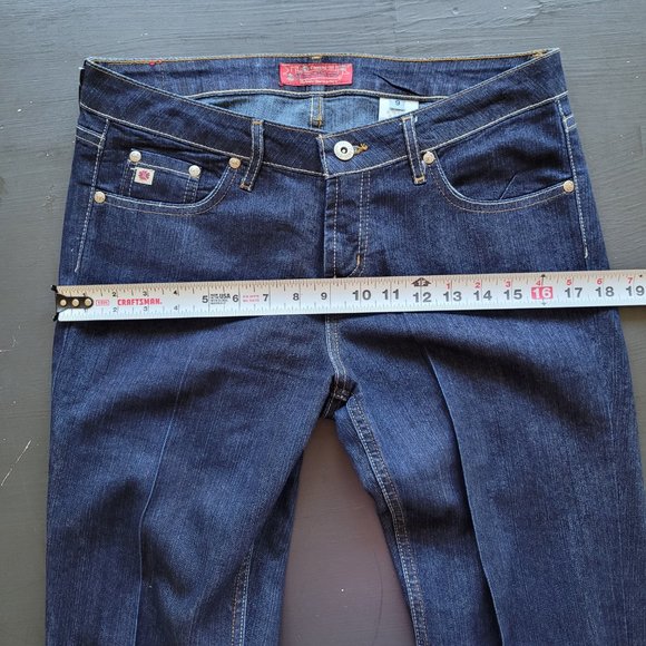 Vintage Y2K Paris Blues Low Rise Dark Wash Flared Boot Cut Jeans  - Long - Picture 5 of 10